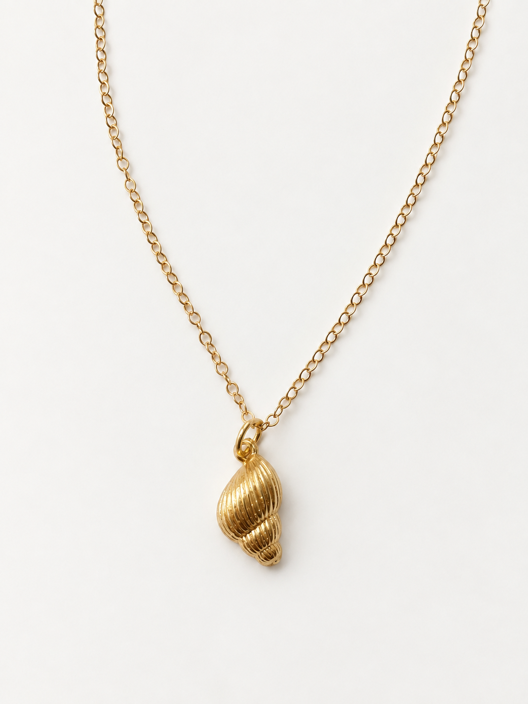 Petite gold-filled conch shell pendant with textured detail