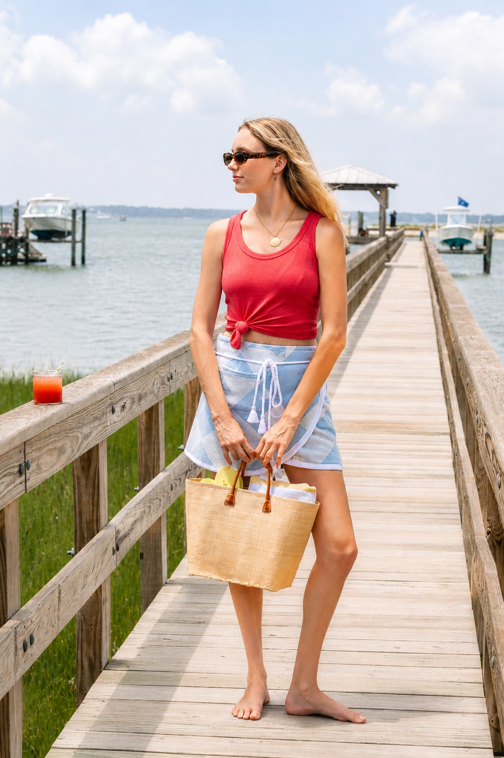Geometric Sea Glass towel wrap skirt, Charleston beachwear from Coastal Cloth Co.