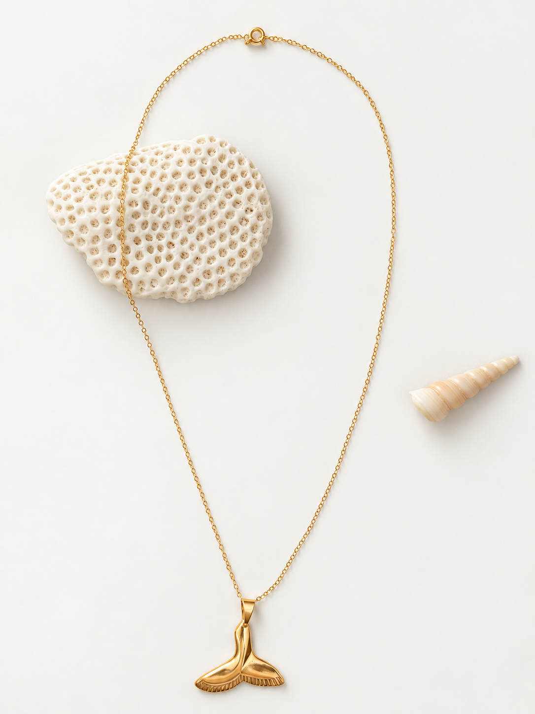 Gold-filled fishtail pendant necklace on an 18-inch chain
